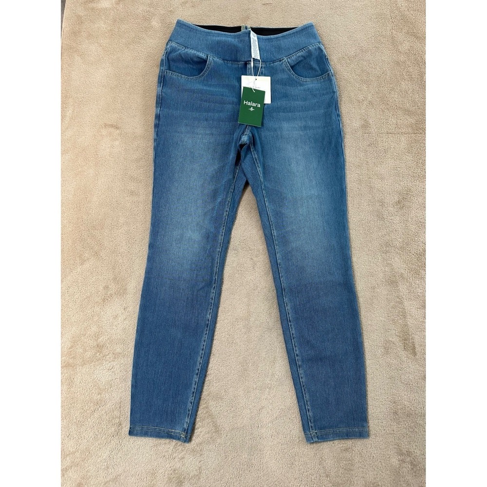 Halara Pull on Jeggings Flex Denim Jeans Women Size S 7/8 Ankle Blue Stretch NEW